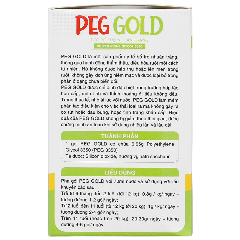 Bột bổ trợ nhuận tràng PEG Gold hộp 30 gói x 6.65g - 3
